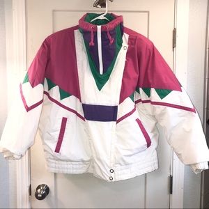 Vintage Andy Johns white pink green jacket size L